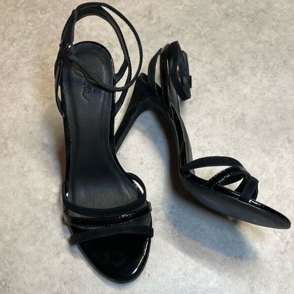 Joie woman, black patent/micro suede strappy dress sandals heels EUR 37 US 6.5-7 - Picture 1 of 10